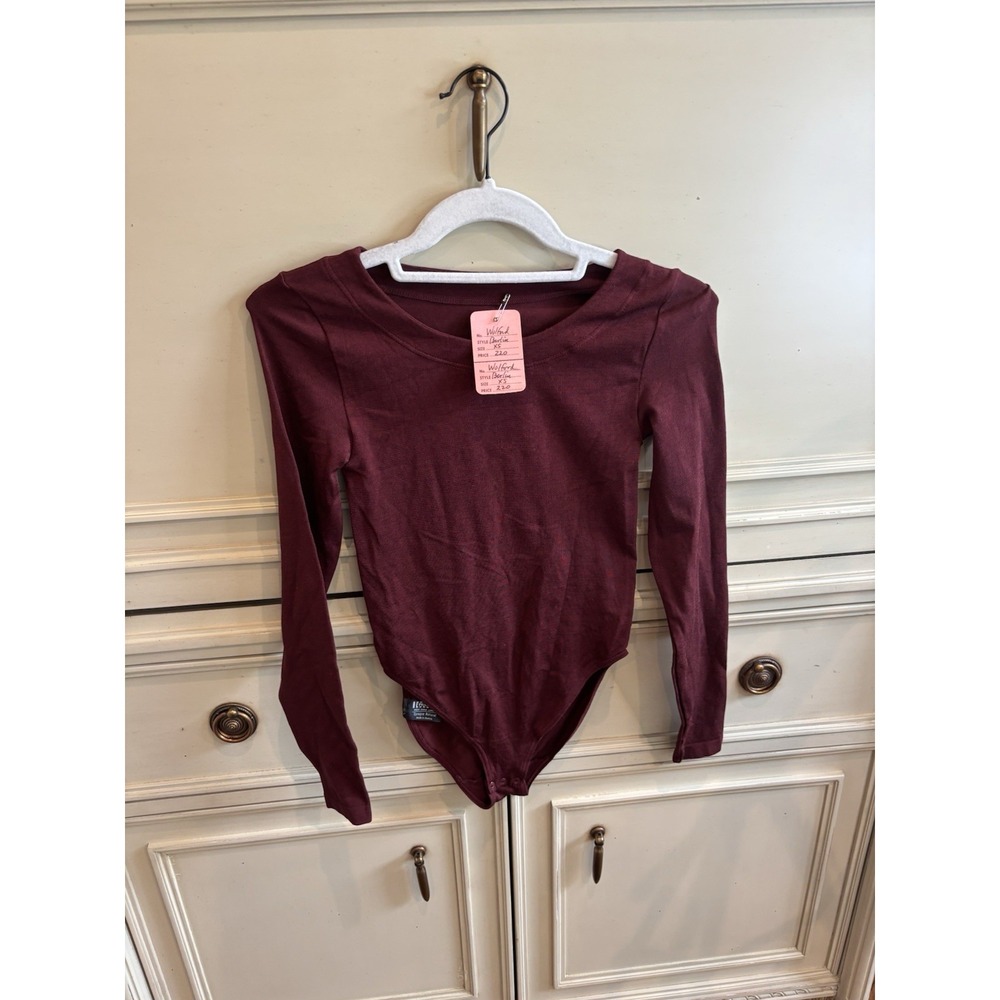 Wolford Shapewear Bodysuit‎ Berlin Maroon Red Long Sleeve XS NWT $220 Stretch